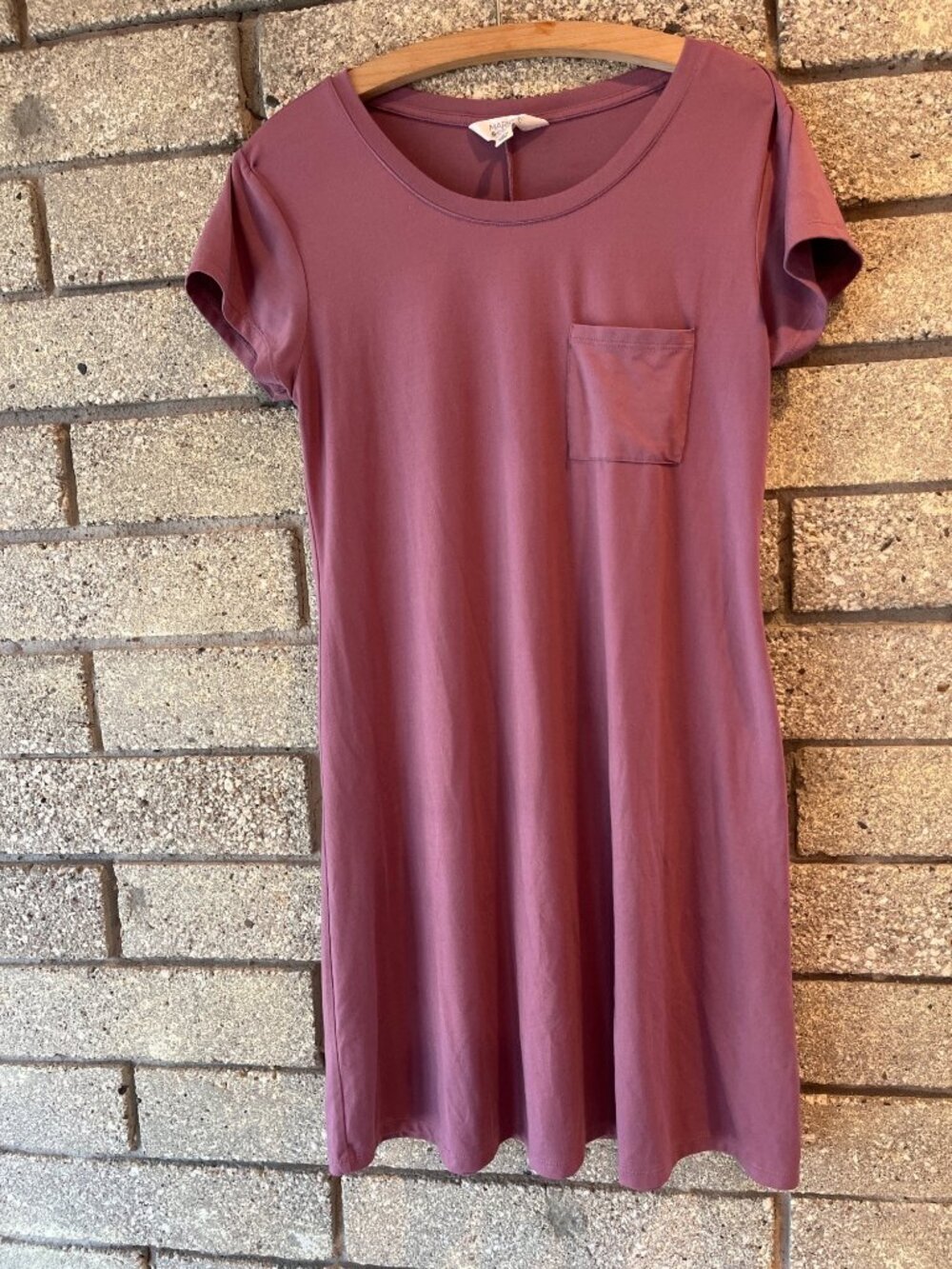 Market & Spruce Womens Mauve T-Shirt Dress With Pocket Size L